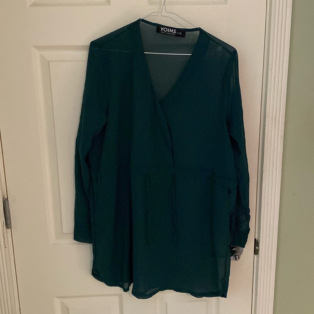 Yoins Sheer Dark Green Dress